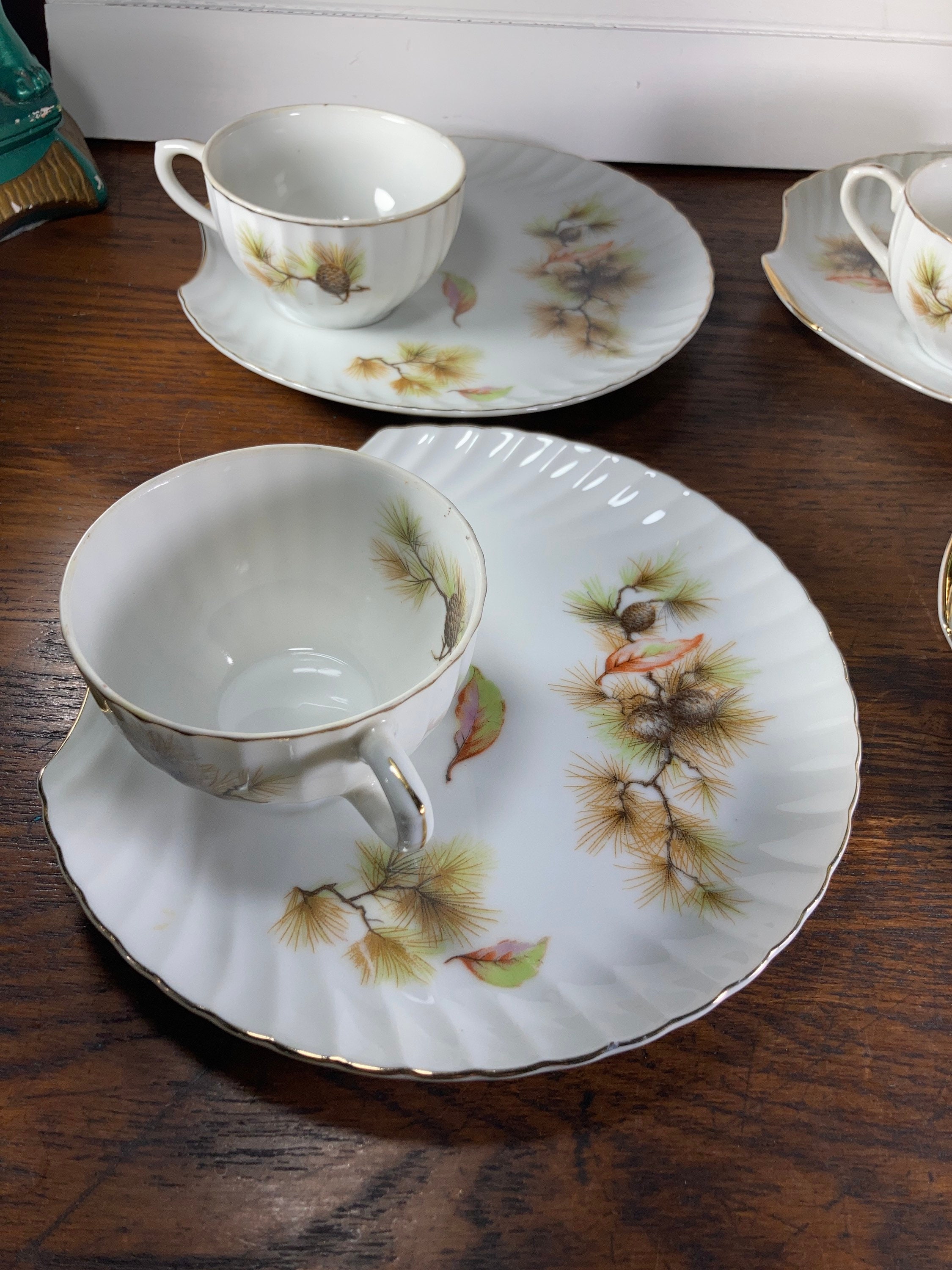 Tea Set, Teacup, Tea Cup, Snack Plate, Vintage, Japan, Pine