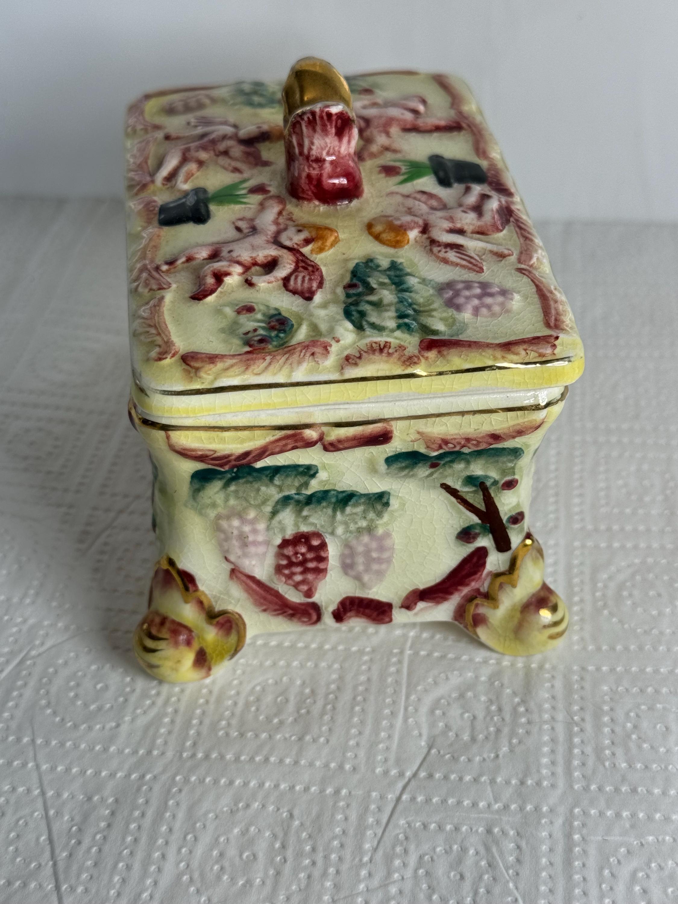 Capodimonte Style Ashtray Set: Vintage Cherub Porcelain Box, Made
