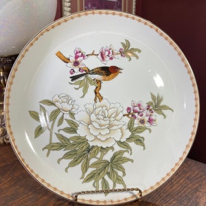 Vintage Shafford Plate: Chinese Garden Bird & Blossom Porcelain Platter