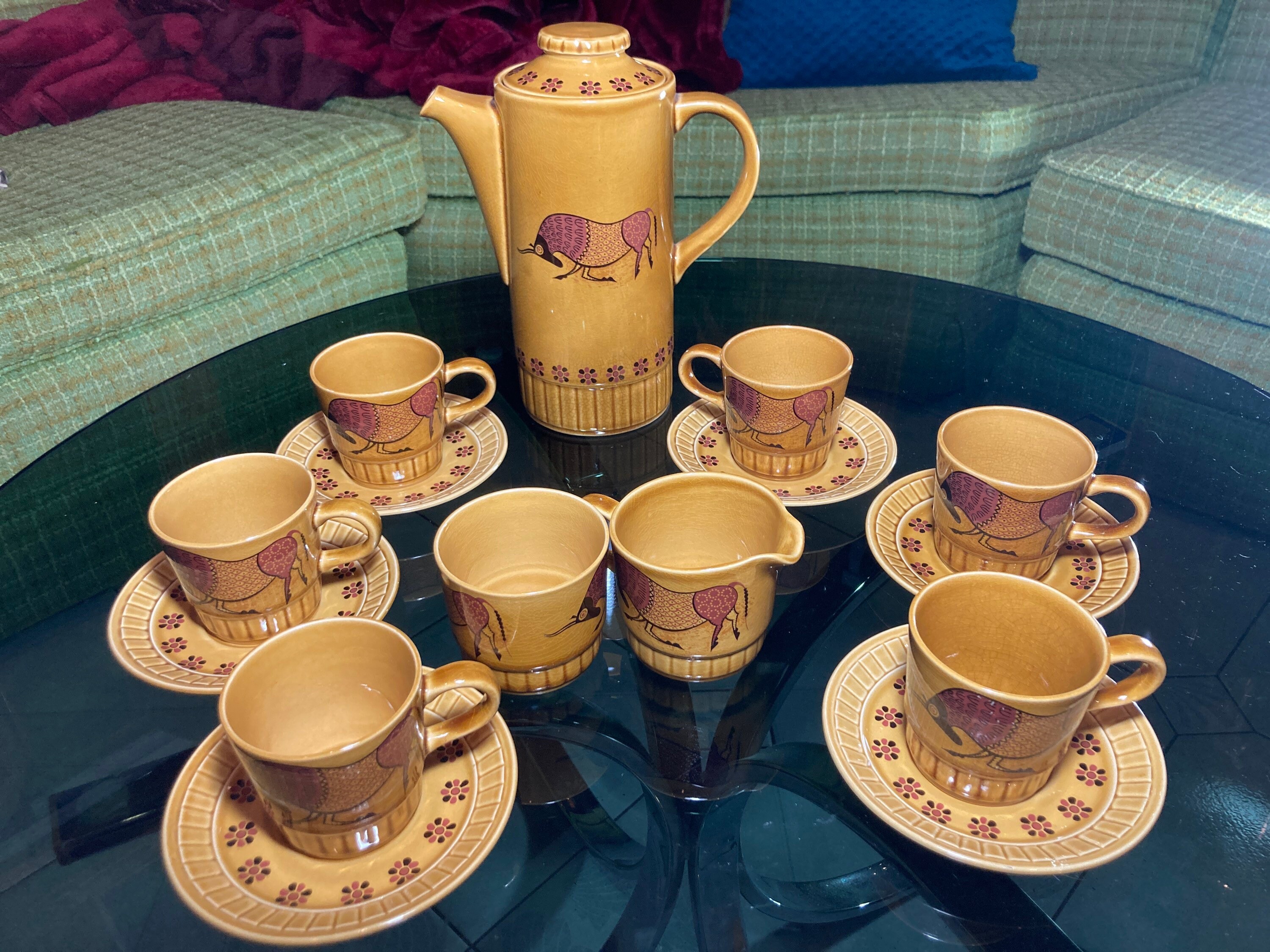 Royal Worcester, Palissy, Taurus, Coffee Set, England Vintage MCM