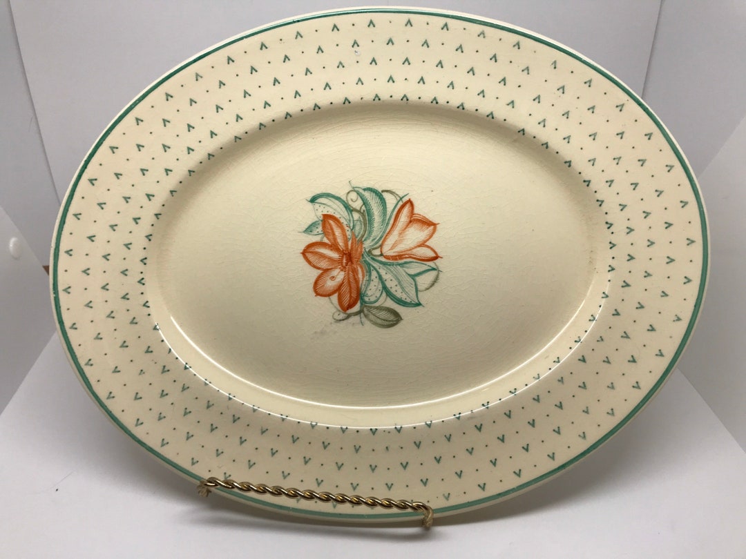 SUSIE Cooper Crown Works Pottery Green cactus Platter C1936 Antique Art