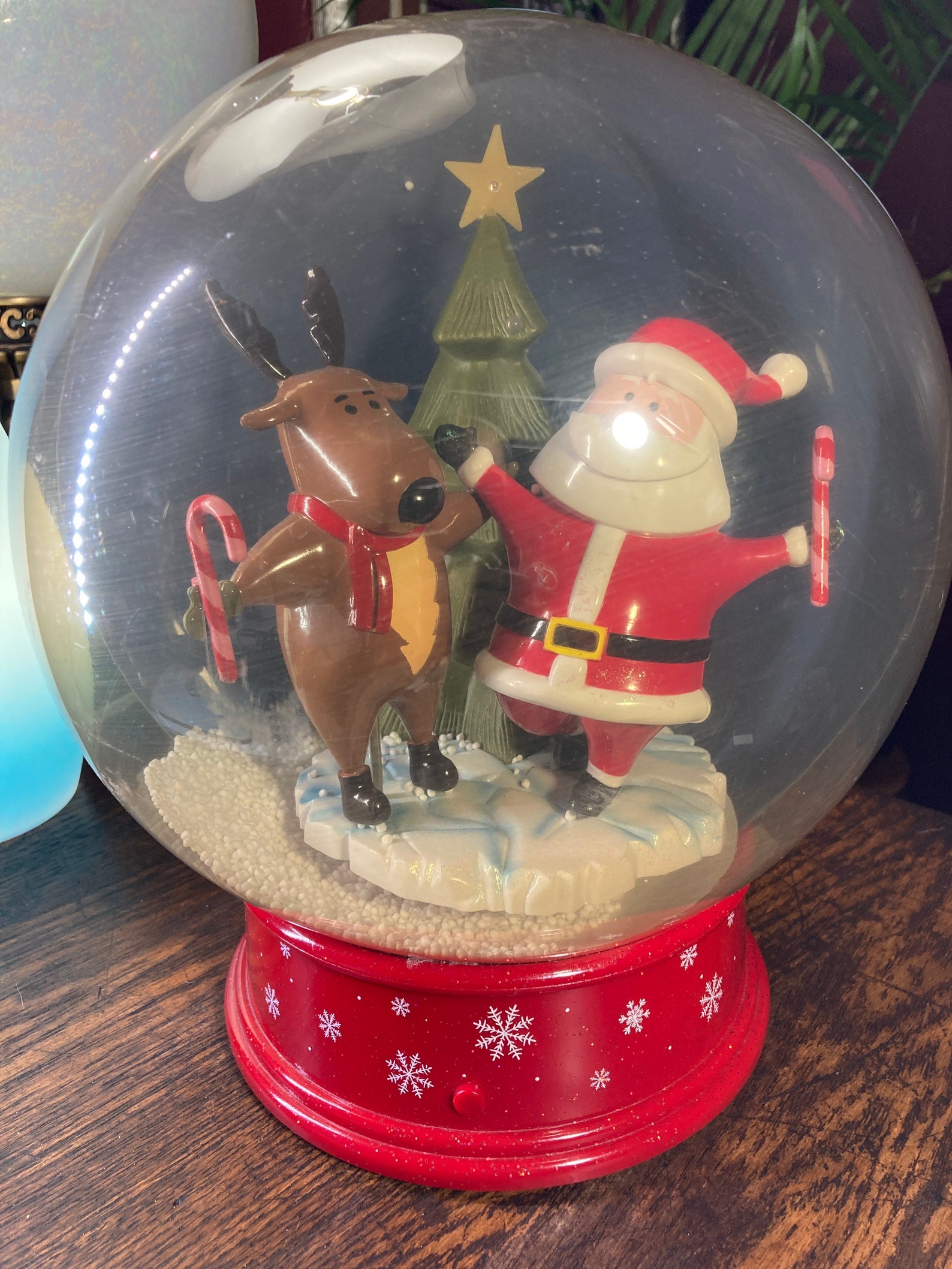 Gemmy Snow Globe Santa Reindeer Vintage Christmas Xmas Etsy