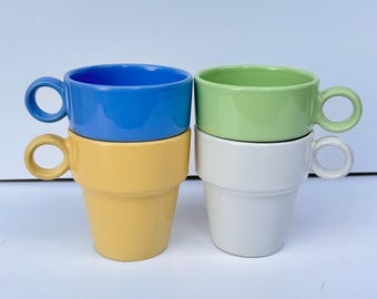 Stacking Mugs  Mugs Vintage Teacup  Stackable Nesting Set of 4 Multicolour