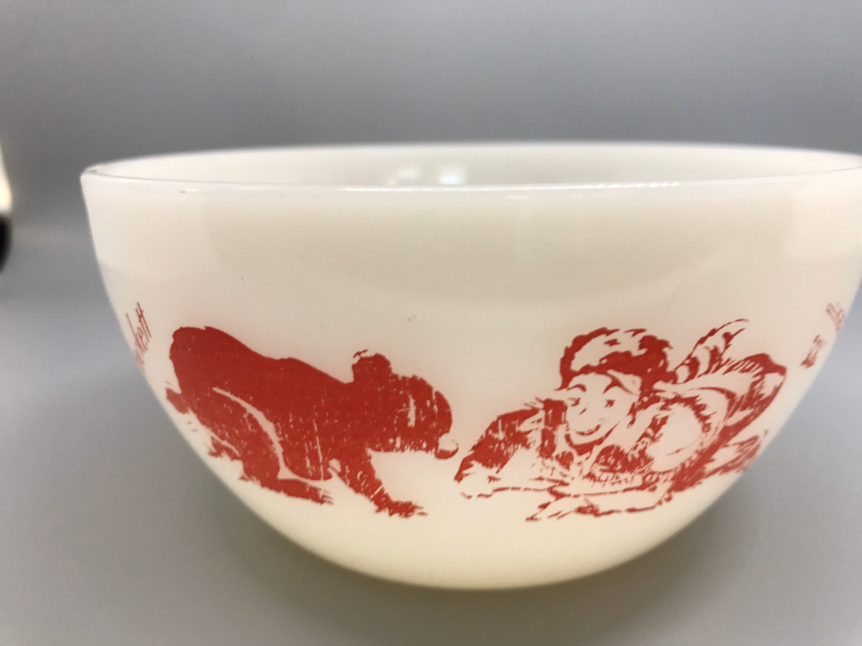 Davy Crockett Milk Glass Bowl Fire King Ovenware, Anchor Hocking