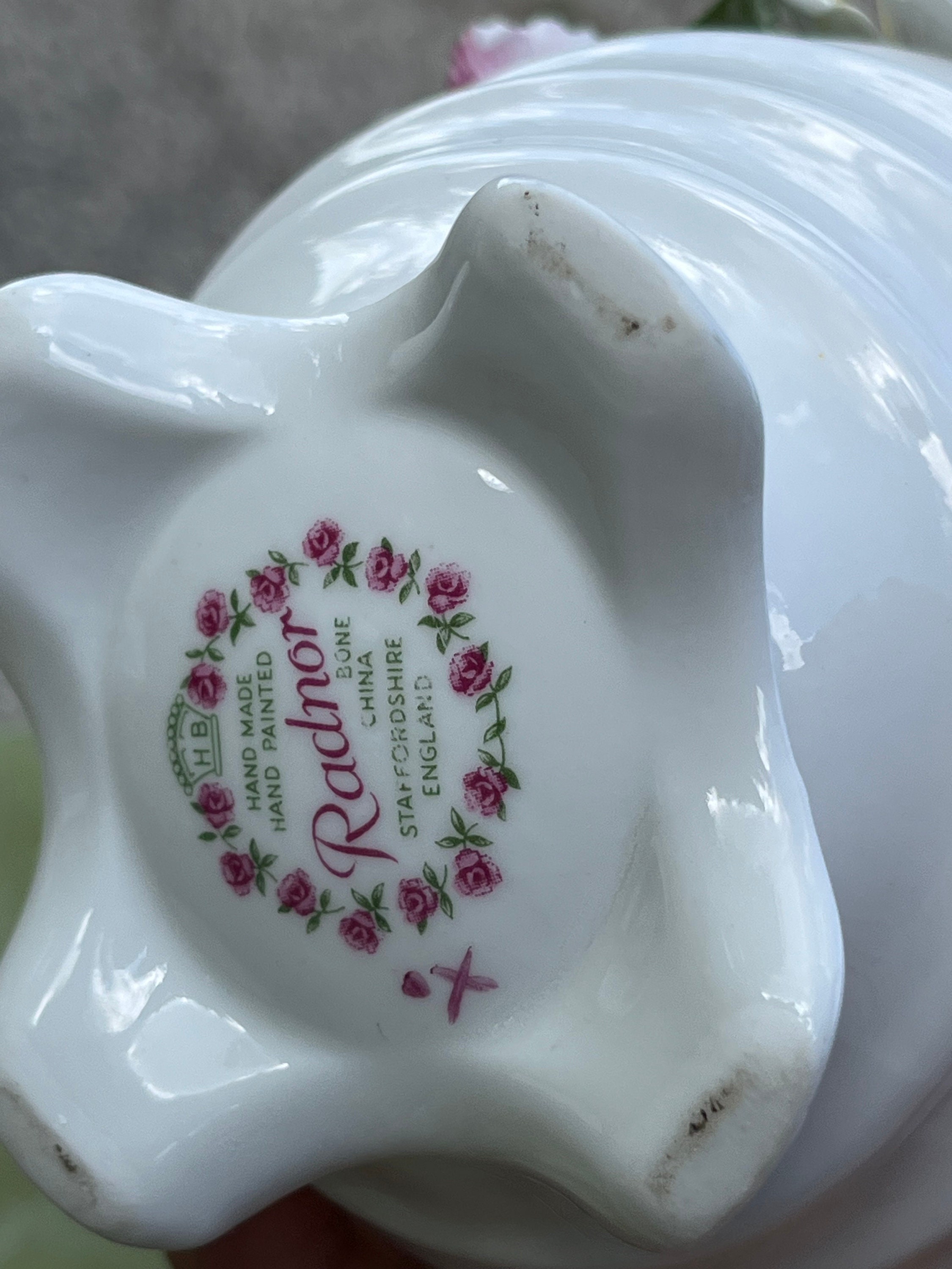 Vintage Radnor Bone China Floral Figurine: English Flower Basket