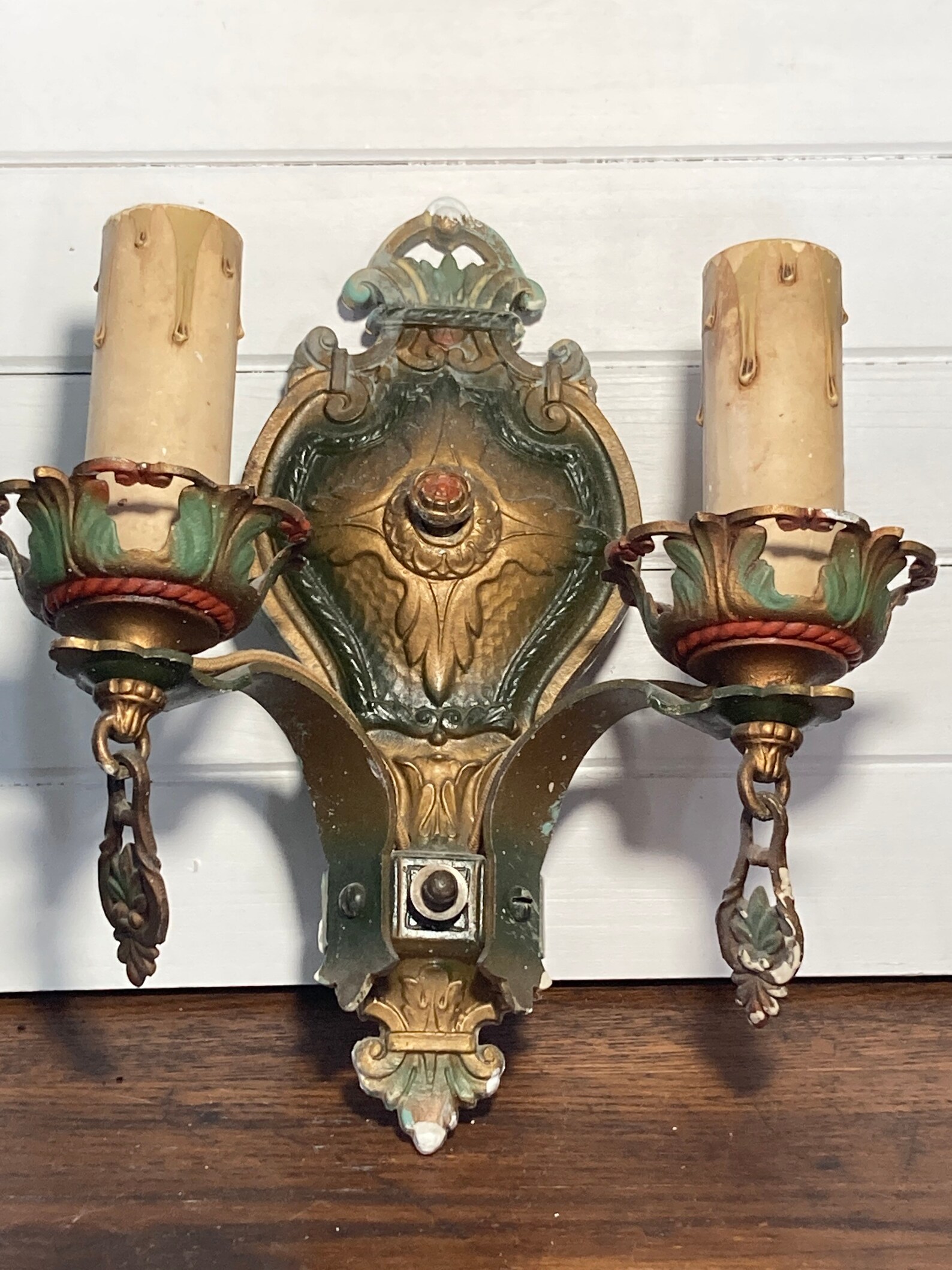 Antique Wall Sconce Electric Double Candelabra Style Victorian Etsy