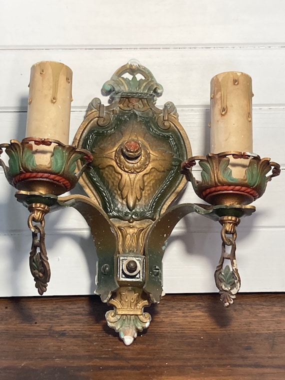 Antique Wall Sconce Electric Double Candelabra Style Victorian