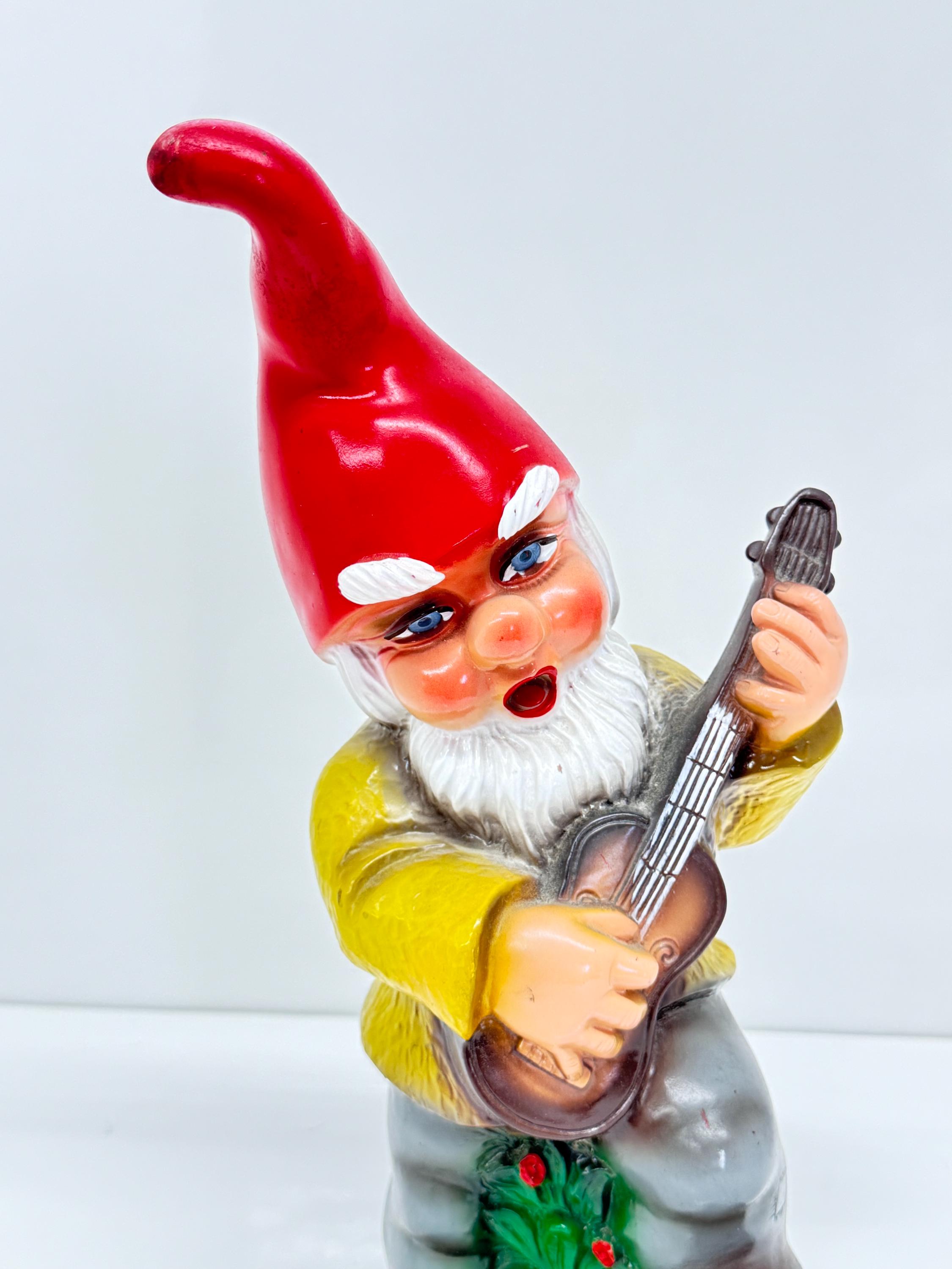 Vintage Gnome Musician Figurine: 1978 Zoho W Germany Garden Decor