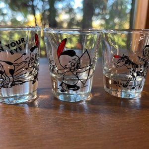 Shot Glasses Glass Barware Shooter Novelty Kitschy Cute Sayings North American Indigenous Vintage Collectible