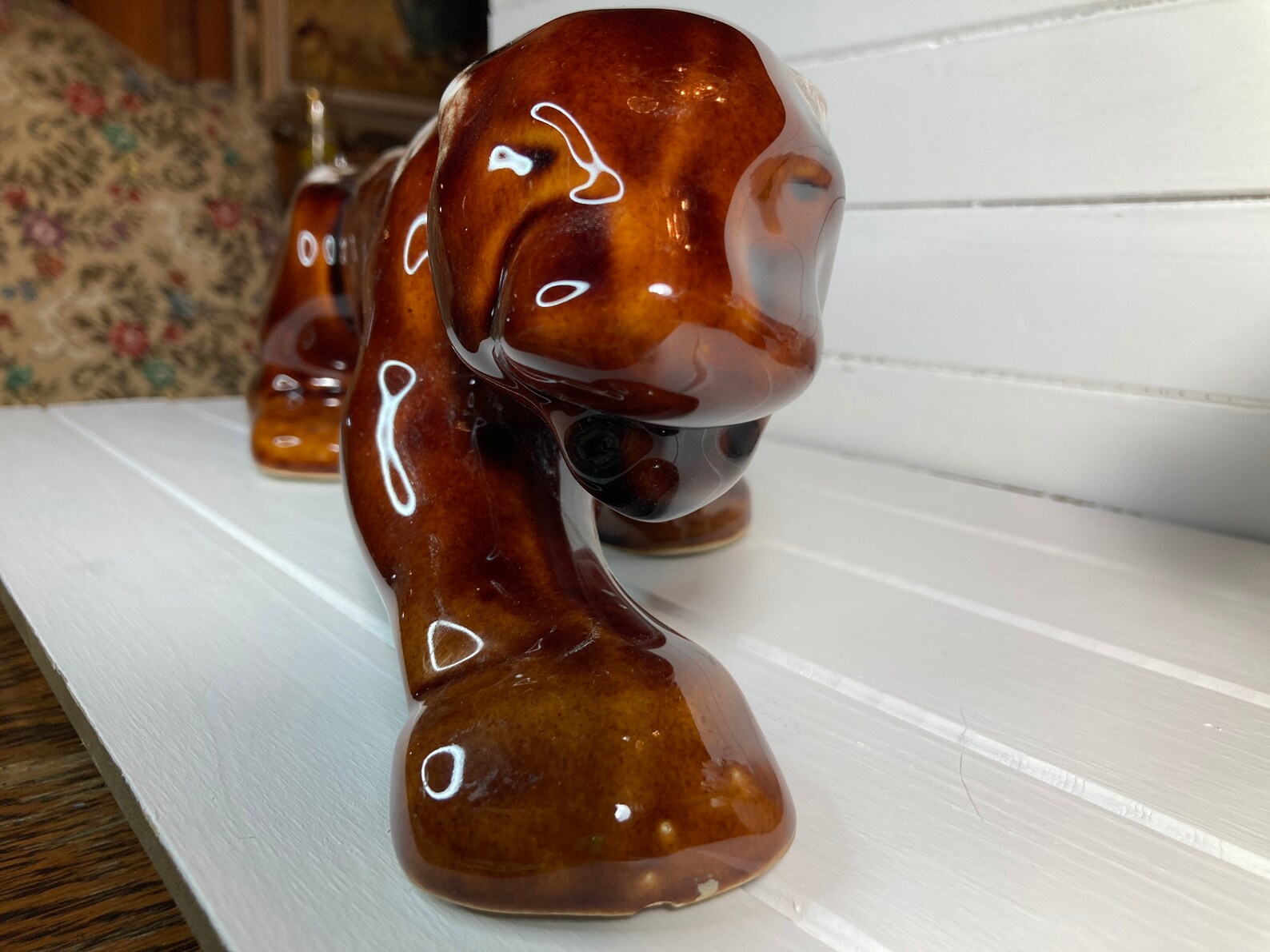 Panther Mid Century Ceramic Drip Glaze Statue Sleek Etsy