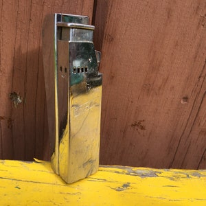 Lighter, Pack-Mate, Slides on side Cigarette Pack, Cigarette Lighter, Vintage, Collectible, Japan, Steppan, Chrome, Portable, Pocket, Retro