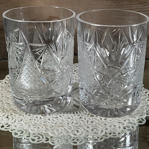 Schnaps geschliffene Kristallgläser Saftglas, Star David Muster Vintage Glaswaren Glas schwere Sternunterseite Europäisches Glas