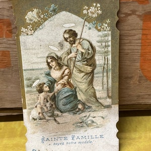 Religieuze baby Jezus Mary Joseph Sainte Famille religieuze heilige kaart Italië Vintage jaren 1940 Efemere gebedskaart