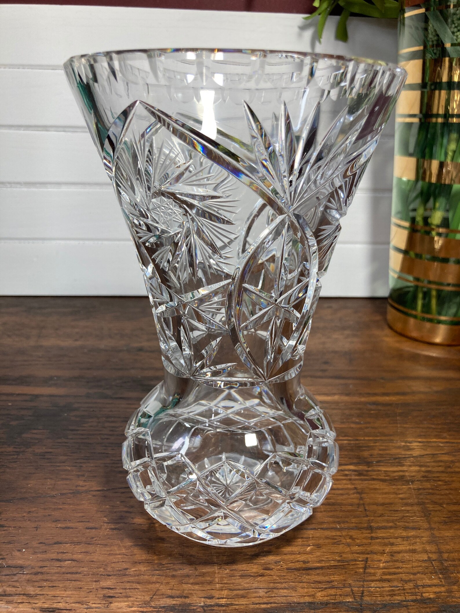 Vase Crystal Lead Poland Flower Vintage 60s Star Hand Etsy