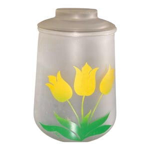 Bartlett Collins, Tulips, Jar, Canister, Cookie Jar, Vintage, Retro, Kitchen Decor, Jar, Retro, Glass Canister,