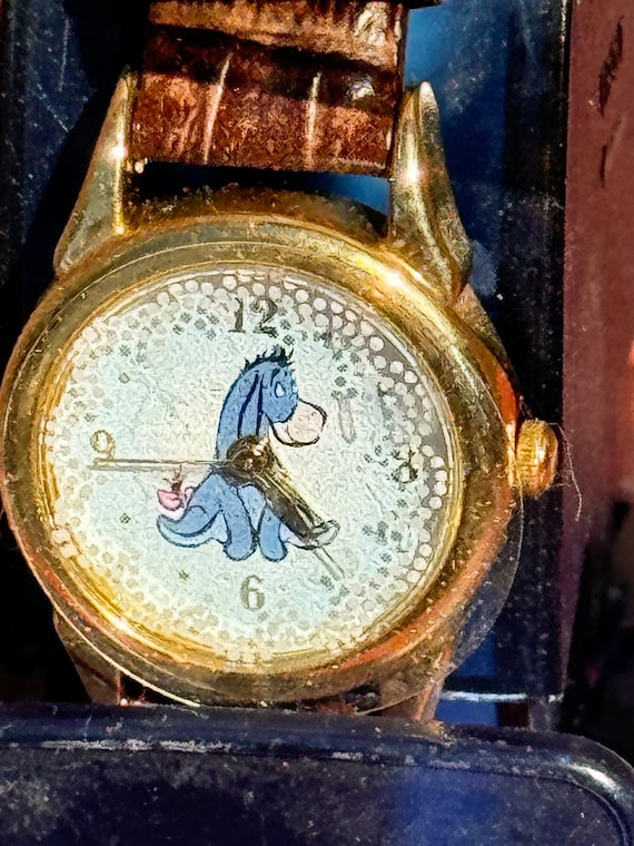 Eeyore Watch Wristwatch Brown Strap 1990