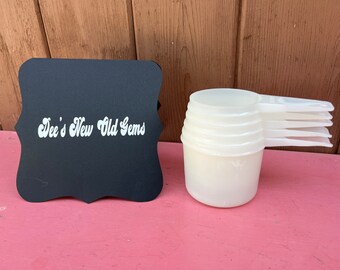 Tupperware, tazas medidoras, vintage, juego de tazas apilables, repostería, retro, transparente