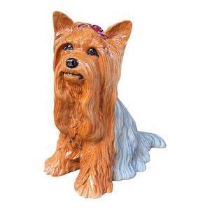 Vintage Beswick Yorkshire Terrier Figurine: Large Ceramic Dog Statue