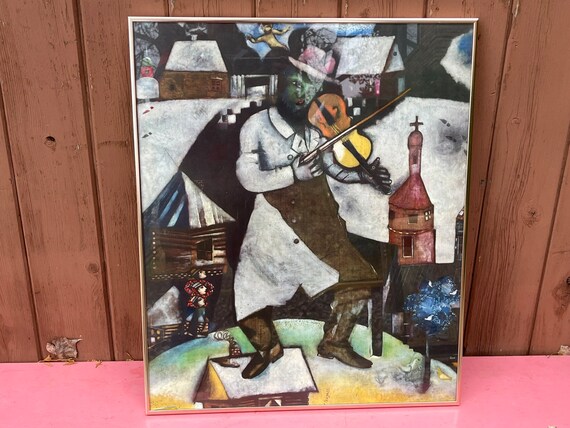 適当な価格 バイオリン弾き マルク・シャガール 額入り リトグラフ 絵画