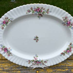 Bandeja de porcelana Royal Albert Moss Rose: 16,25&quot; Vintage England