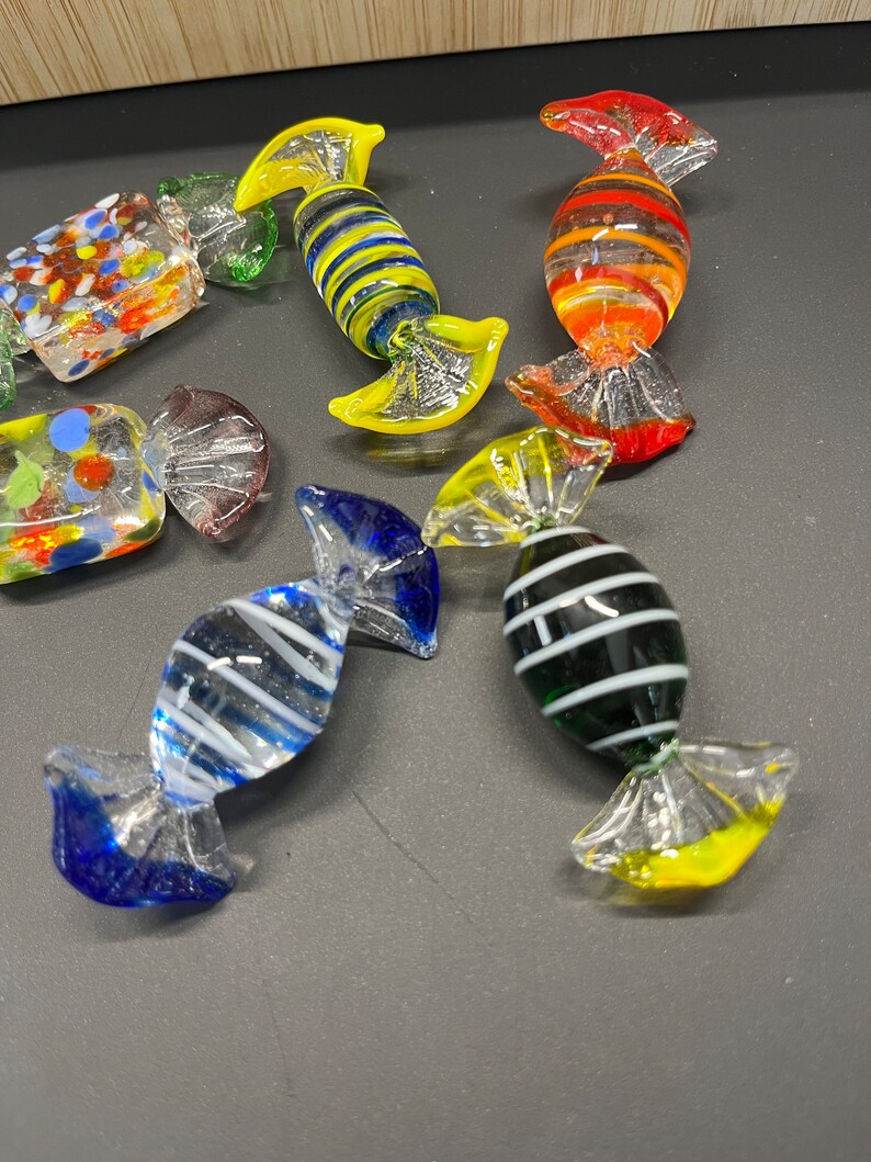 Candy Candies Set Murano Style Glass , Art Glass, Vintage, Hand Blown