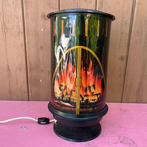 Lamp Roto Vue Fireplace Motion Vintage Lamp Collectible Fire Scenery 1970s Creative Light Rotating Light