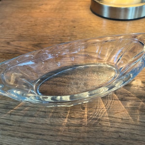Banana Boat Dish Tray Glass Ice Blue Vintage Banana Fountain Boat