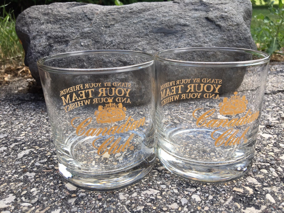 2, Whisky Rocks, Barware, Canadian Whiskey, Canadian Club, Collectible, Vintage, Rocks Glassware