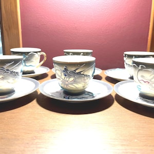 Dragonware, Tea Cup Teacup Saucer Set, Hand Painted, Japanese, Moriage, Vintage, Dragon, Vintage