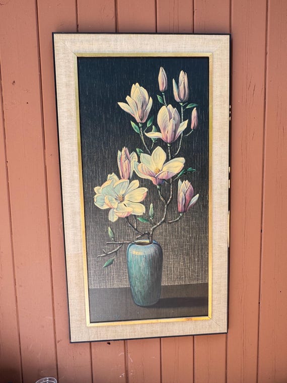 1950s Turnerミッドセンチュリー リトグラフ プリント フラワー Vintage Tretchikoff Pink Magnolia Print - Signed & Framed - Etsy