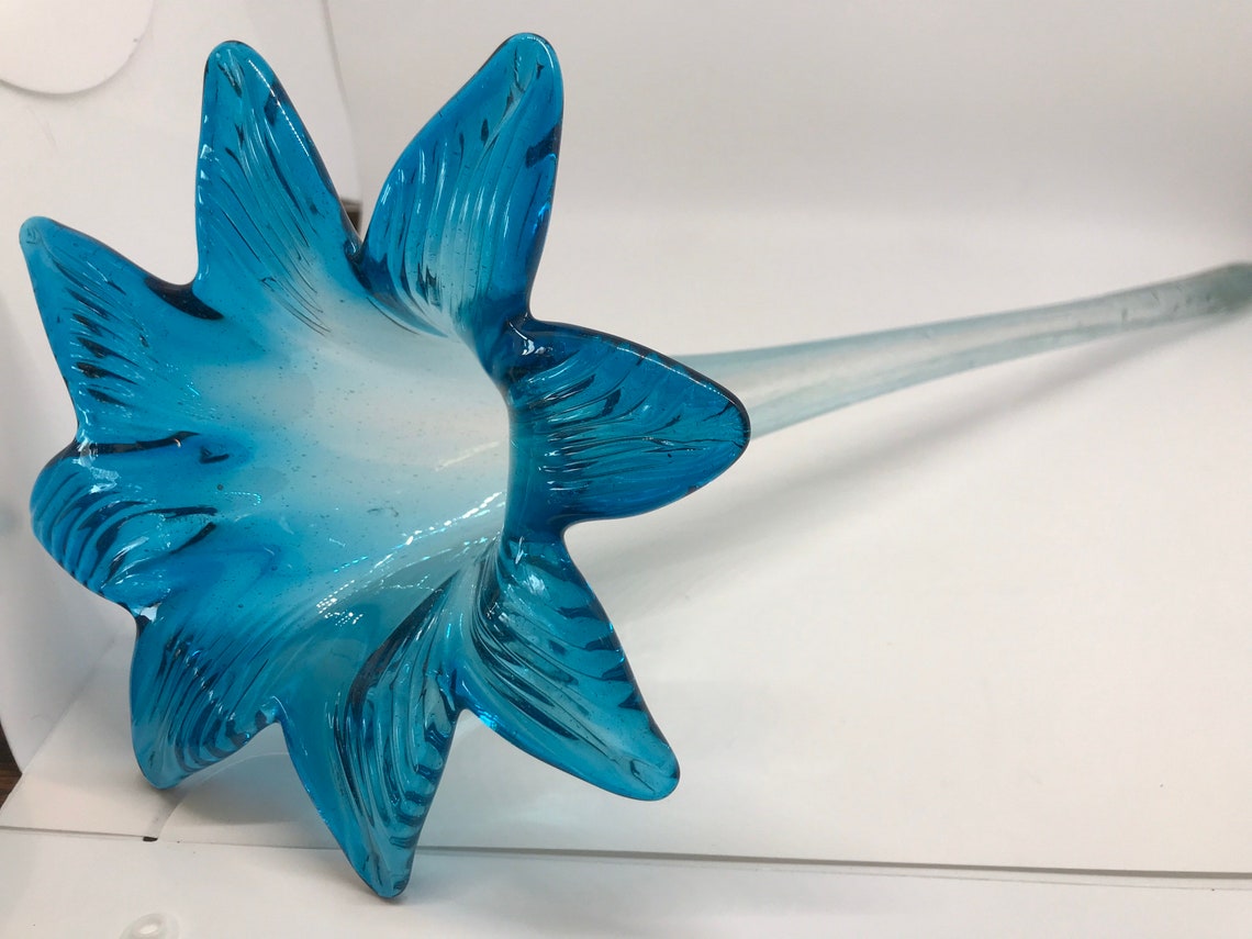 Lily Art Glass Vase Clear Art Glass Lily Table Centrepiece Etsy