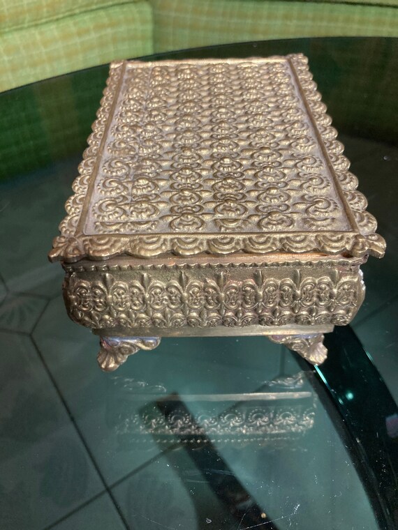 Vintage Solid Brass Trinket Box: Hollywood Regenc… - image 4
