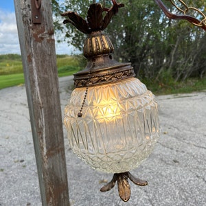 Lighting: Circa 1970,  Mid Century Lamp, Diamond Light, Pendant Lamp, Swag Lamp, Mid Century, Hanging Light, Plug In, Vintage,