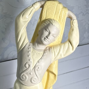 Chalkware Lamp, Male Dancer, Figurine,  Brest Mfg. Co. Mid Century Modern Chalk ware Table Lamp Vintage