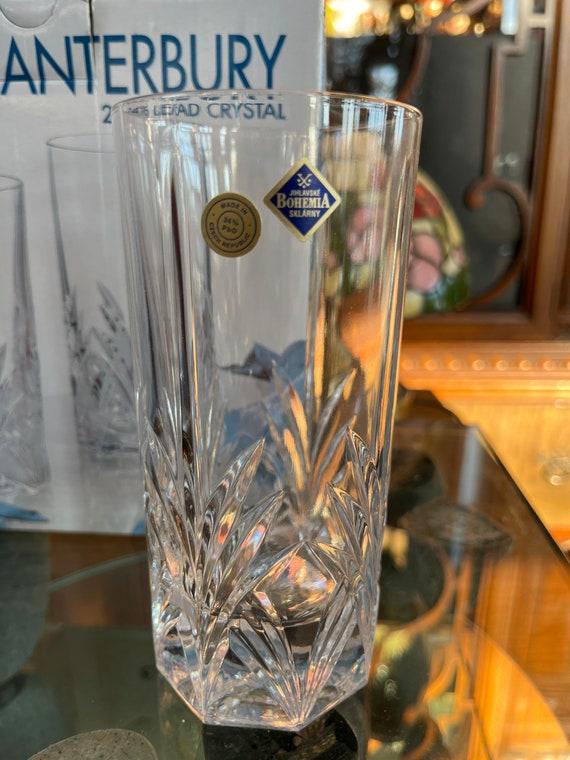 Vintage Czech Bohemian Crystal Tumblers: Canterbury Hiball Glasses