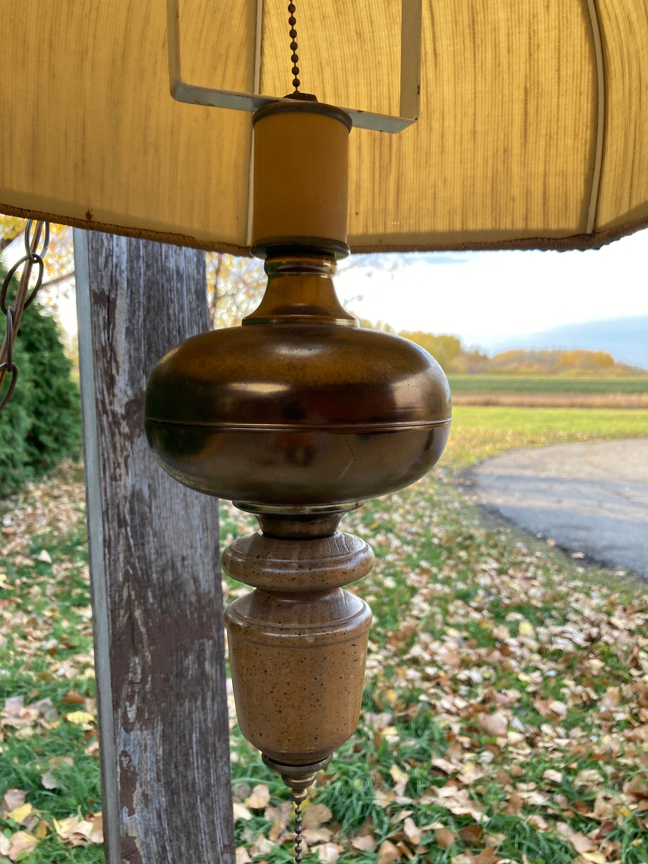 Swag Lamp MCM Vintage Wicker Rattan Brown Swag Lamp Etsy