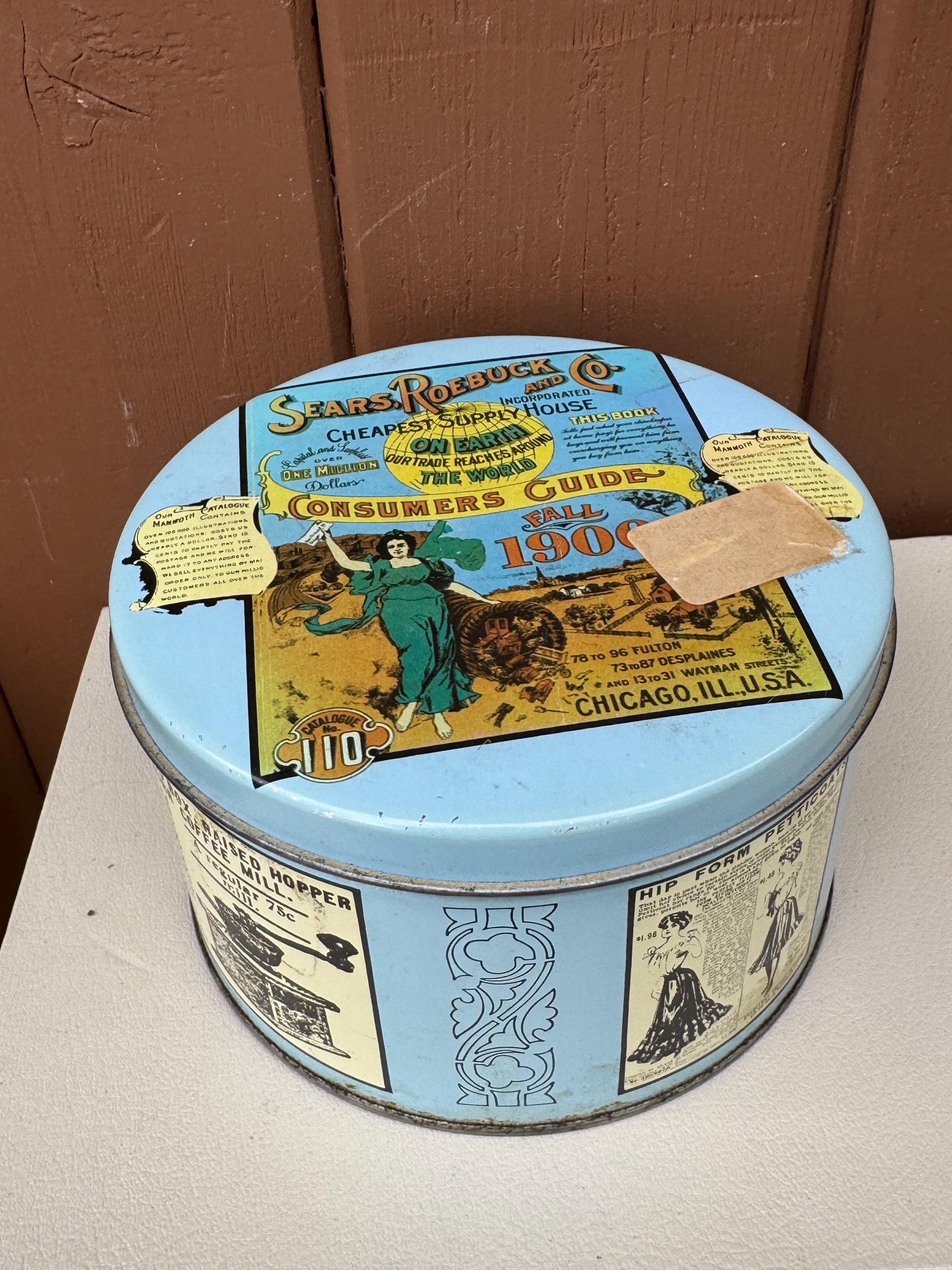 Collector Tin, Sears Roebuck Vintage Round Nostalgia Storage Tin