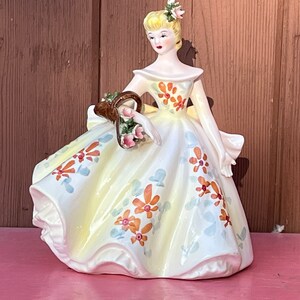 Belle of the Ball EDS Porcelain figurine Girl Vintage Japan Basket Flower Mid Century Collectible
