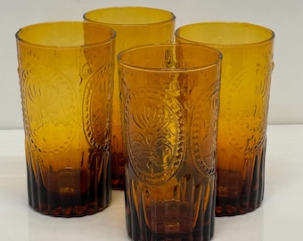 Indiana Glass Crystal Ice Stacking Tumblers | Iridescent Surface | Bark Vintage Glasses