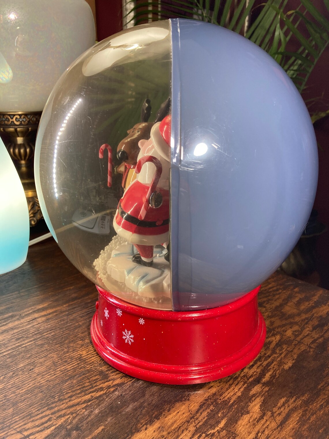 Gemmy Snow Globe Santa Reindeer Vintage Christmas Xmas Etsy
