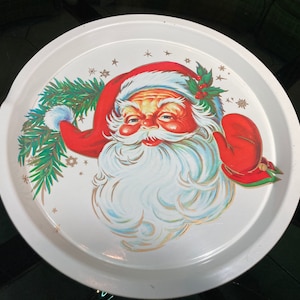 Santa Claus, Noel, Vintage, Christmas,  Platter,  Plate,  Sandwich, Tray, Cookies,  Xmas, Round, Decor, Santa