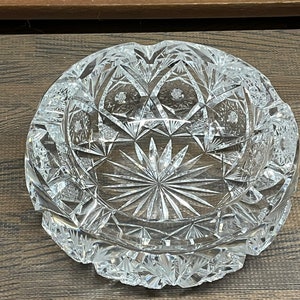 Cenicero de cristal transparente con forma de estrella de David de 8 puntas, cristal de plomo, estilo bohemio, Checoslovaquia, decoración del hogar, estilo vintage, redondo y pesado