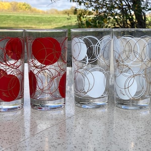 Glasses Atomic Dots Mid Century Federal Glass Set of 4 Vintage Retro MCM Glassware Water Glass Barware Mira