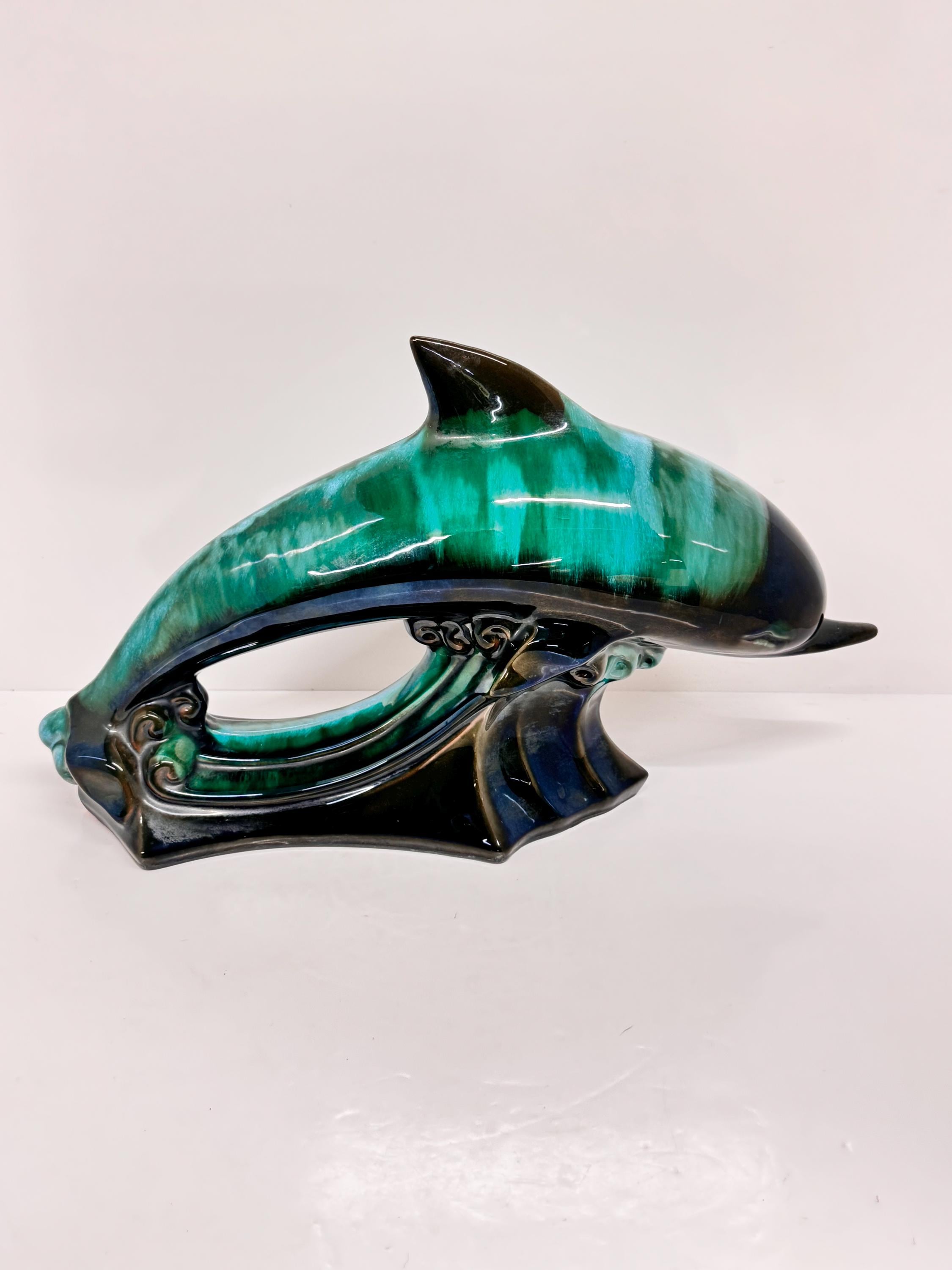 オリーブ レジン 台座 CYANS SHAPE Vintage Blue Mountain Pottery Dolphin: Large Canadian Art Ceramic