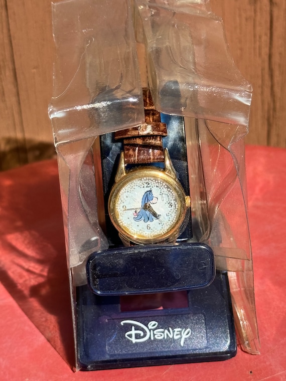 Eeyore Watch Wristwatch Brown Strap 1990 display picture 2