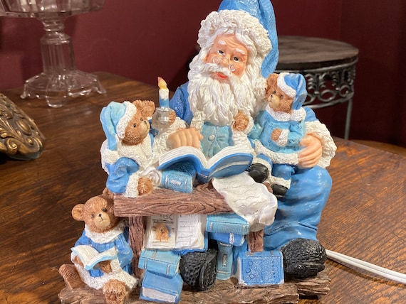 Blue, Santa, Santa Claus, Christmas, Xmas, Lamp, Figurine,, Statue