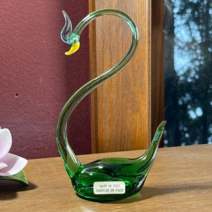 Swan, Glass Art, Murano, Glass, Sculpture, Bird, Hand Blown, Art Glass, Vintage Venetian Glass Bird, Figurine