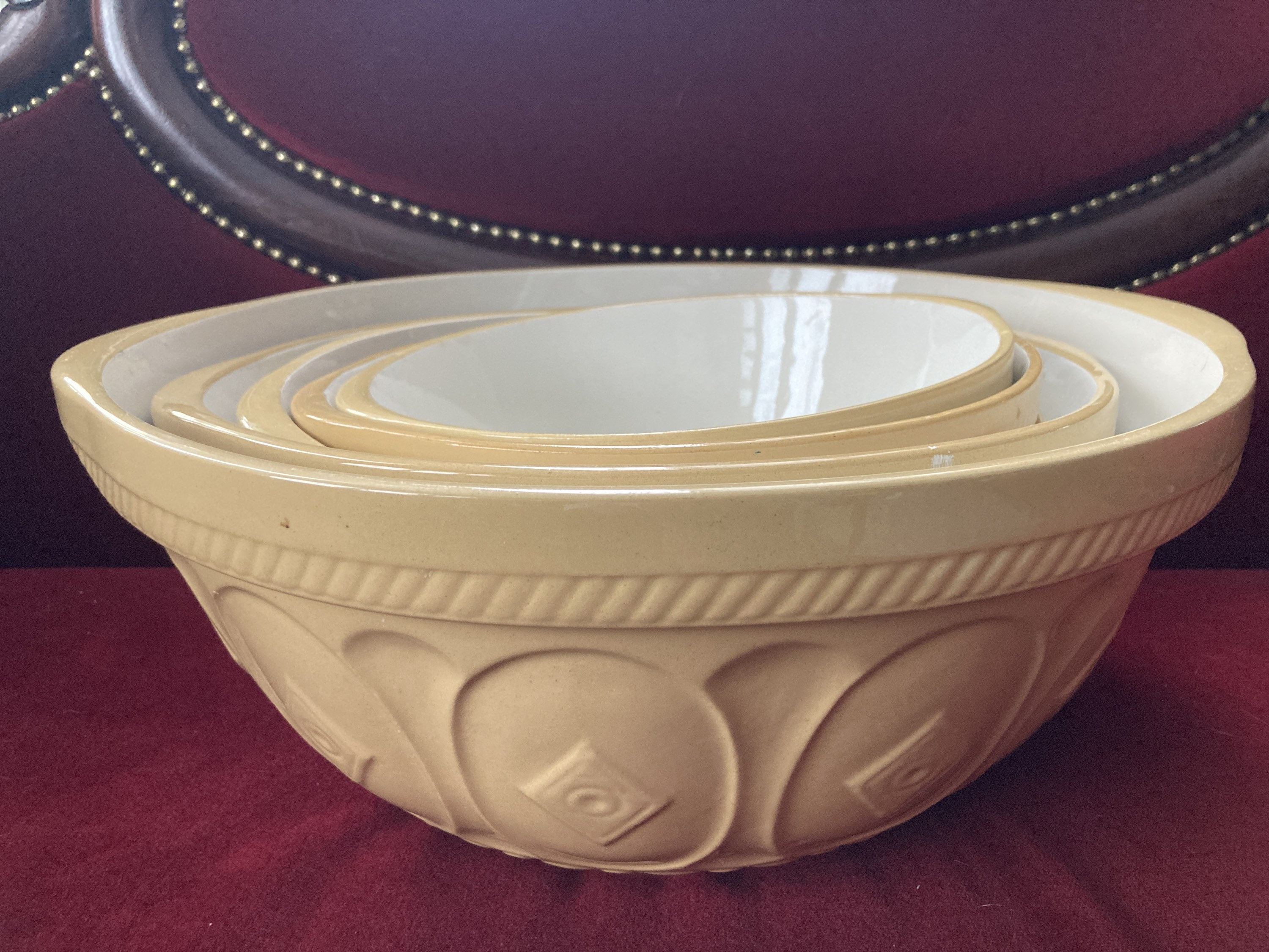 Home & Living Mixing Bowls T.G Green Yellow Ware White Interior