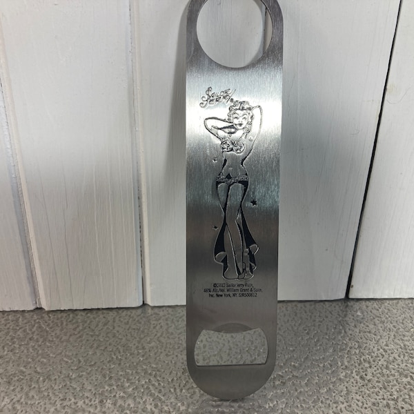 Sailor Jerry Bottle Opener Advertisement Vintage Novelty Collectible Tool Pin Up Spiced Rum Girl