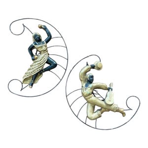 Suspension murale vintage des années 1950 en craie de danseurs espagnoles - Favor Ware MCM Decor